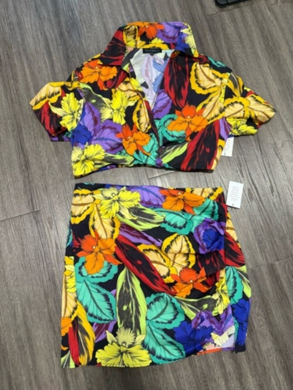 Eloquii floral tropical matching skirt and top NWT
